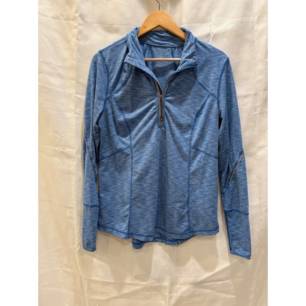 Tangerine Womens Blue Space Dye Quarter Zip Active Top‎ Thumbholes Large